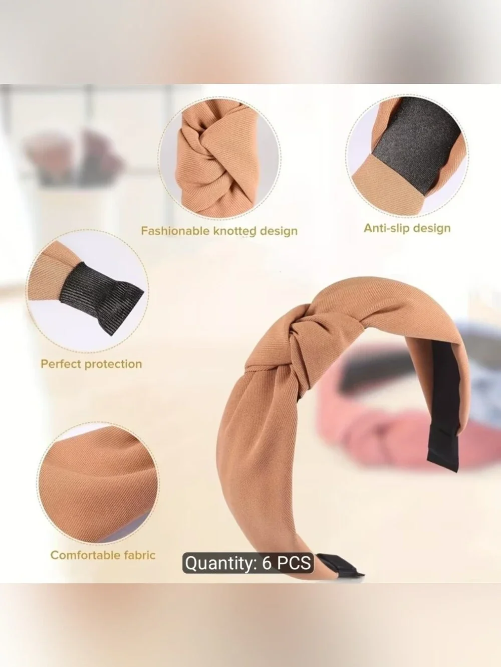 Multi-Color Knotted Fabric Headbands - 6 Pack